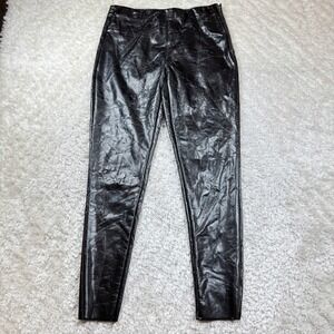 Topshop NWT Faux Leather Pants women's US 8 Black Leggings Shiny High Waist Rock
